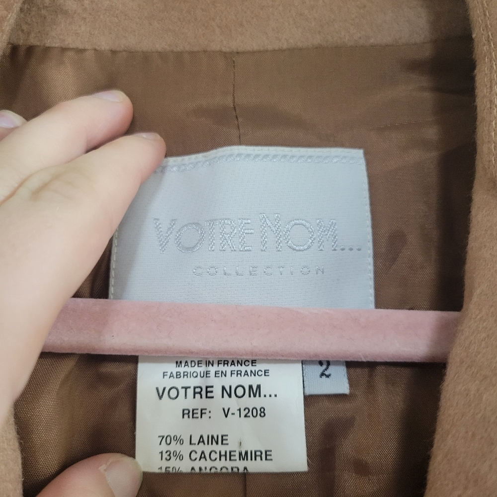 Votre nom wool cashmere tan jacket 2 - Picture 3 of 3